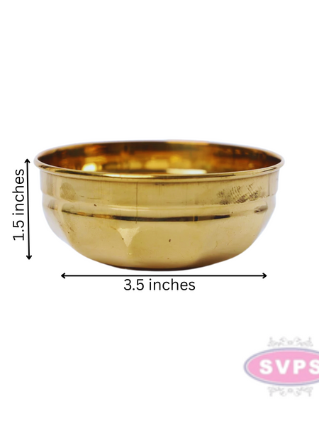 Brass Floral Design Chandan Bowl / Serving Bowl For Pooja