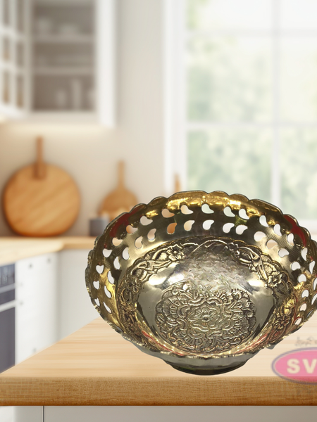 Brass Flower Bowl for Home / Office/Fruit Bowl for Kitchen