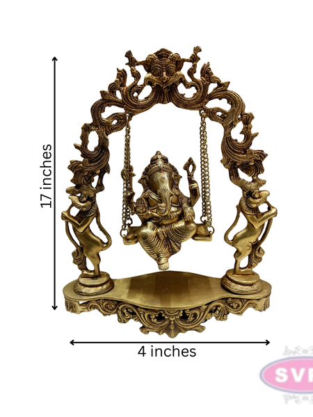Brass Ganesha On Jhula Swing Idol For Home Mandir