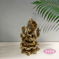 Brass Ganesha on Lotus / Showpiece