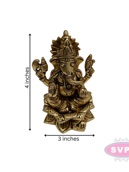 Brass Ganesha on Lotus / Showpiece