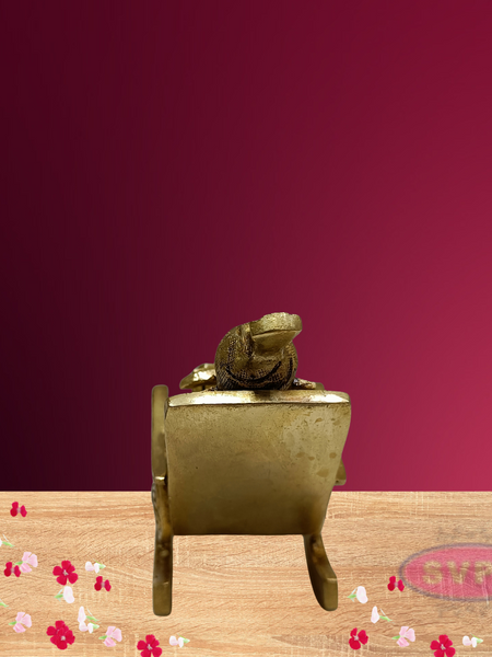Brass Ganpati  Ganesha Reading Book on Chair