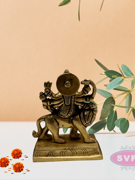 Brass Goddess Durga on Lion / 3 Inches