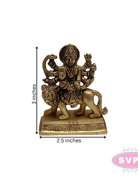 Brass Goddess Durga on Lion / 3 Inches