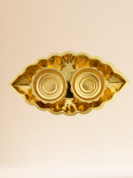 Brass Haldi Kumkum Holder With Plate / 7 Inches