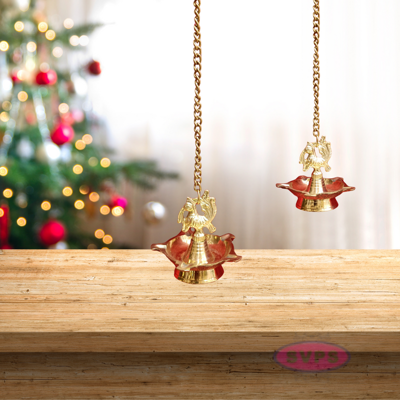 Brass Traditional 5 Face Peacock Hanging Lamp