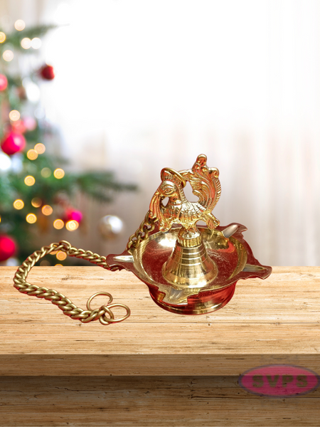 Brass Traditional 5 Face Peacock Hanging Lamp