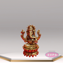 Brass Kamal / Lotus Ganesh Idol For HomeTemple