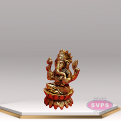 Brass Kamal / Lotus Ganesh Idol For HomeTemple