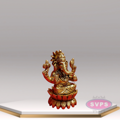 Brass Kamal / Lotus Ganesh Idol For HomeTemple