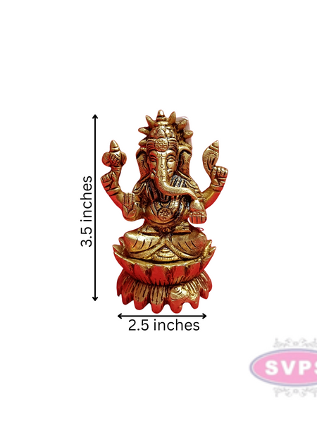 Brass Kamal / Lotus Ganesh Idol For HomeTemple