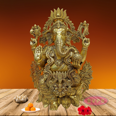 Brass Kamalasana Ganesha / Ganapthi Statue / 22 Inches