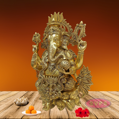 Brass Kamalasana Ganesha / Ganapthi Statue / 22 Inches