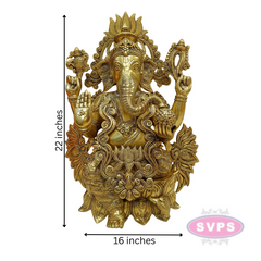Brass Kamalasana Ganesha / Ganapthi Statue / 22 Inches