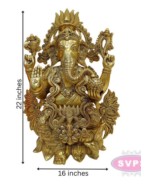 Brass Kamalasana Ganesha / Ganapthi Statue / 22 Inches