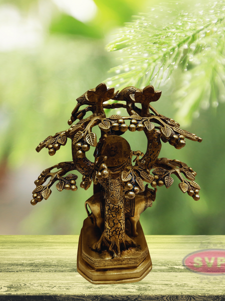 Brass Krishna With Cow Under Kadamba Tree