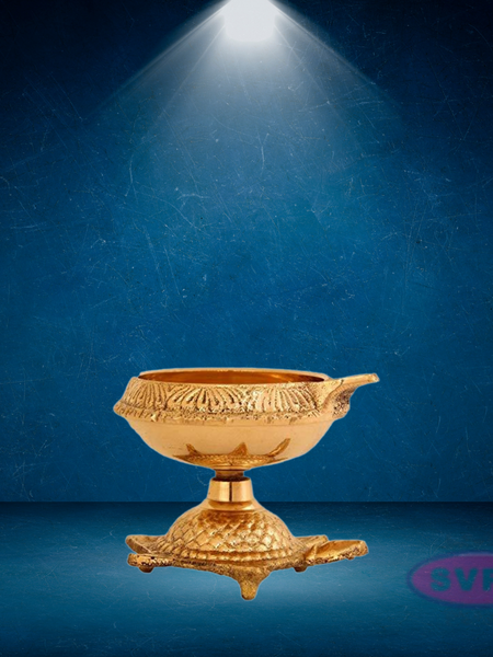 Brass Kuber Diya With Turtle Base