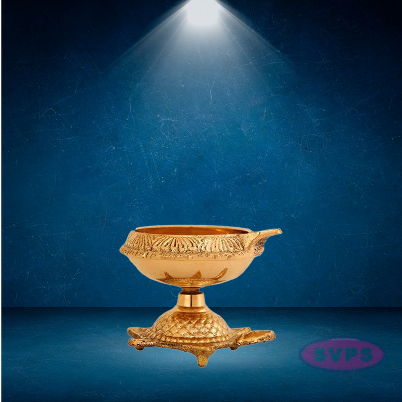 Brass Kuber Diya With Turtle Base