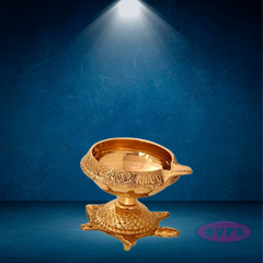 Brass Kuber Diya With Turtle Base