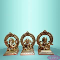 Brass Lakshmi Ganesha Saraswati Statue Set Of 3 Idols