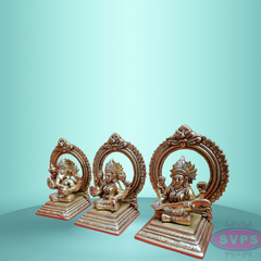 Brass Lakshmi Ganesha Saraswati Statue Set Of 3 Idols