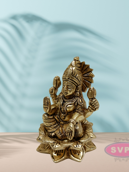 Brass Lakshmi  Laxmi Sitting On Lotus / 4 Inches