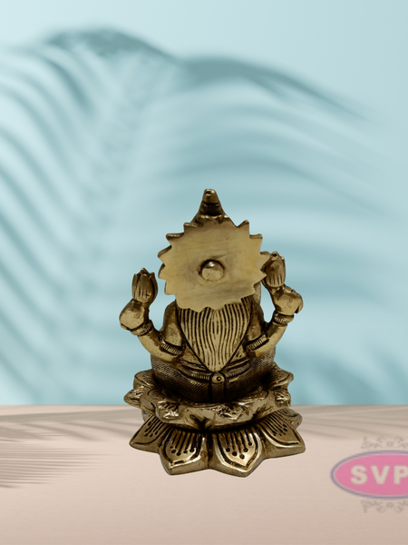 Brass Lakshmi  Laxmi Sitting On Lotus / 4 Inches