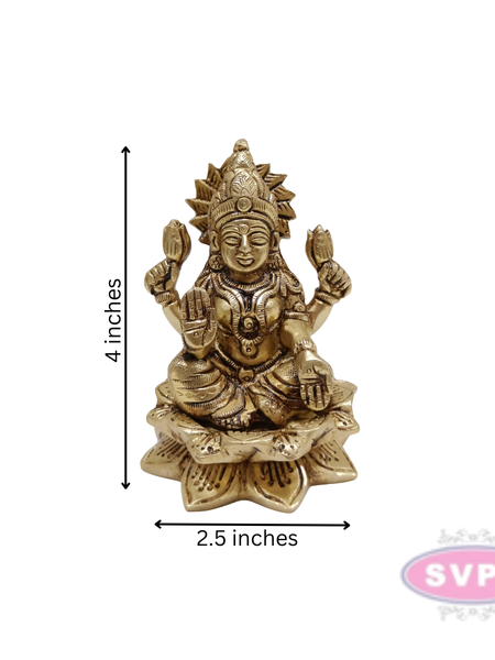 Brass Lakshmi  Laxmi Sitting On Lotus / 4 Inches
