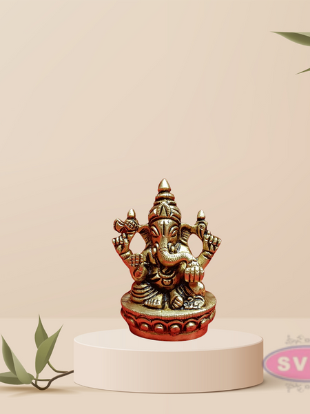 Brass Lord Ganesha Statue for Pooja / Home Decor / Car Dashboard
