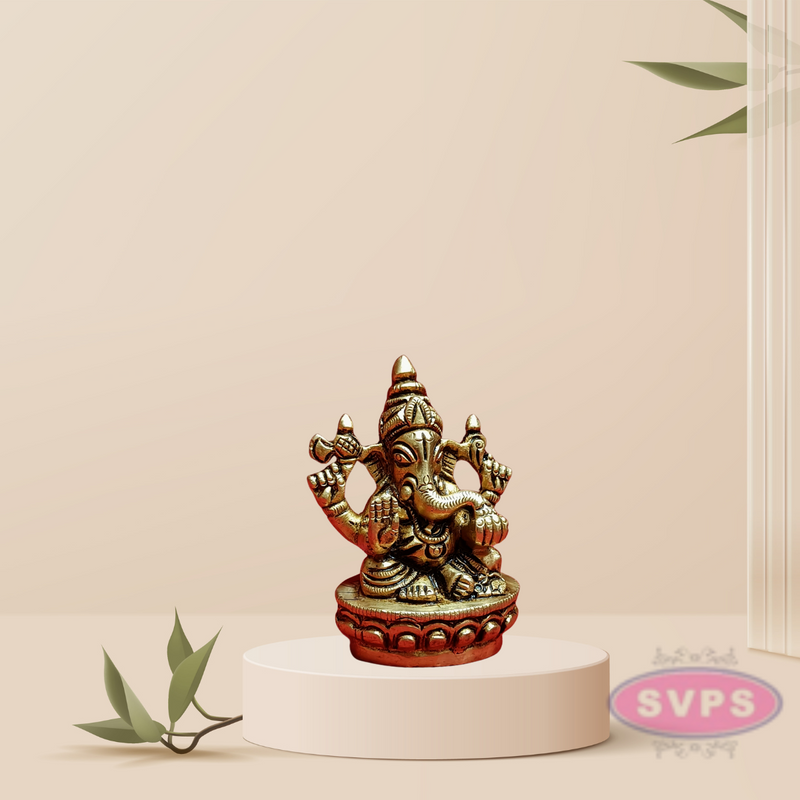 Brass Lord Ganesha Statue for Pooja / Home Decor / Car Dashboard