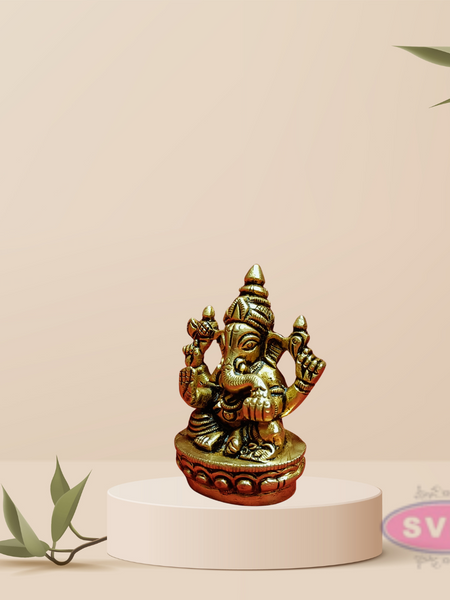 Brass Lord Ganesha Statue for Pooja / Home Decor / Car Dashboard