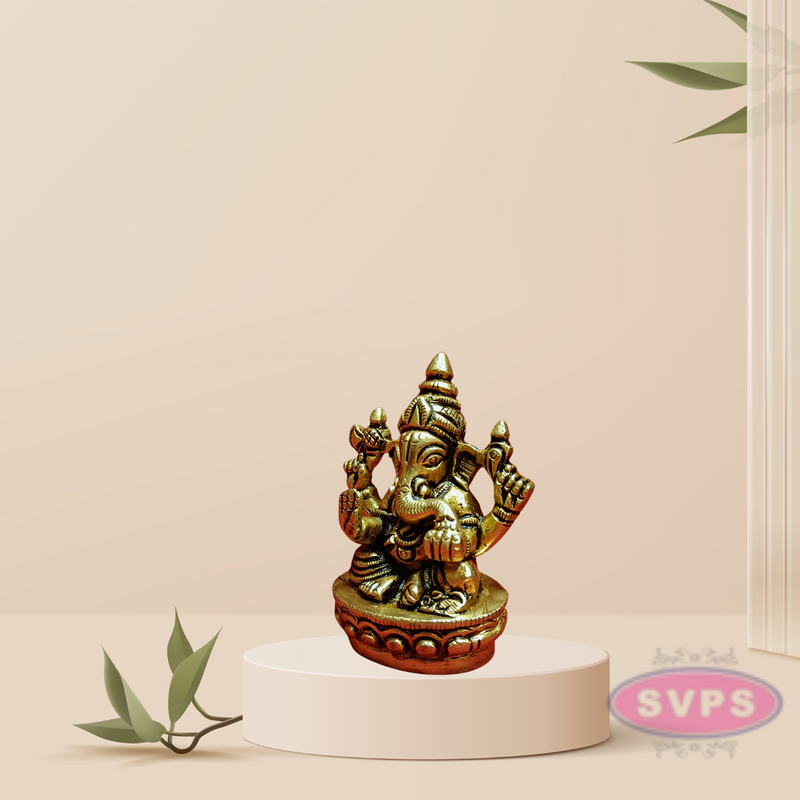 Brass Lord Ganesha Statue for Pooja / Home Decor / Car Dashboard