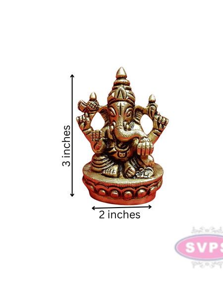 Brass Lord Ganesha Statue for Pooja / Home Decor / Car Dashboard