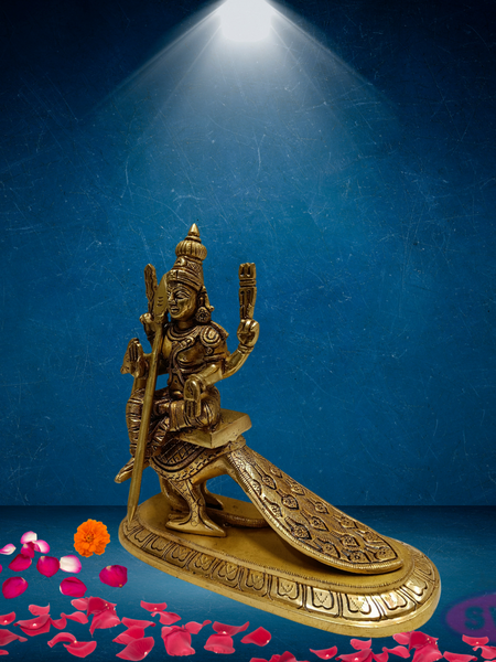 Brass Lord Murugan / Kartikeya Seated on Peacock Idol