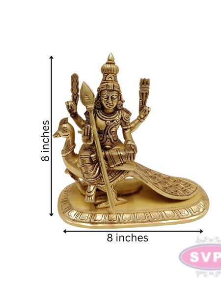 Brass Lord Murugan / Kartikeya Seated on Peacock Idol