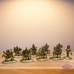 Brass Nava Durga Set Of 9 Idols For Altar And Puja