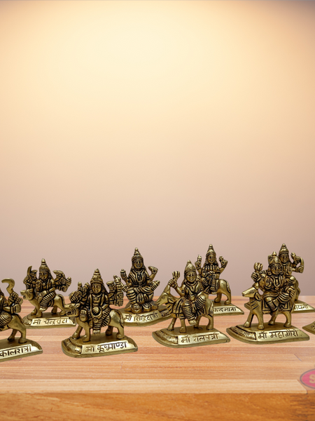 Brass Nava Durga Set Of 9 Idols For Altar And Puja
