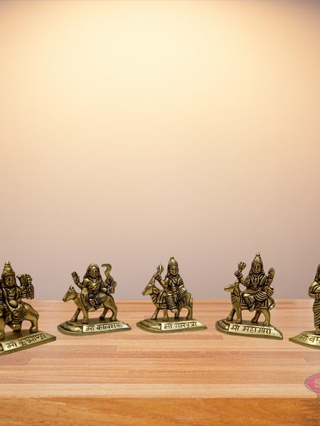 Brass Nava Durga Set Of 9 Idols For Altar And Puja