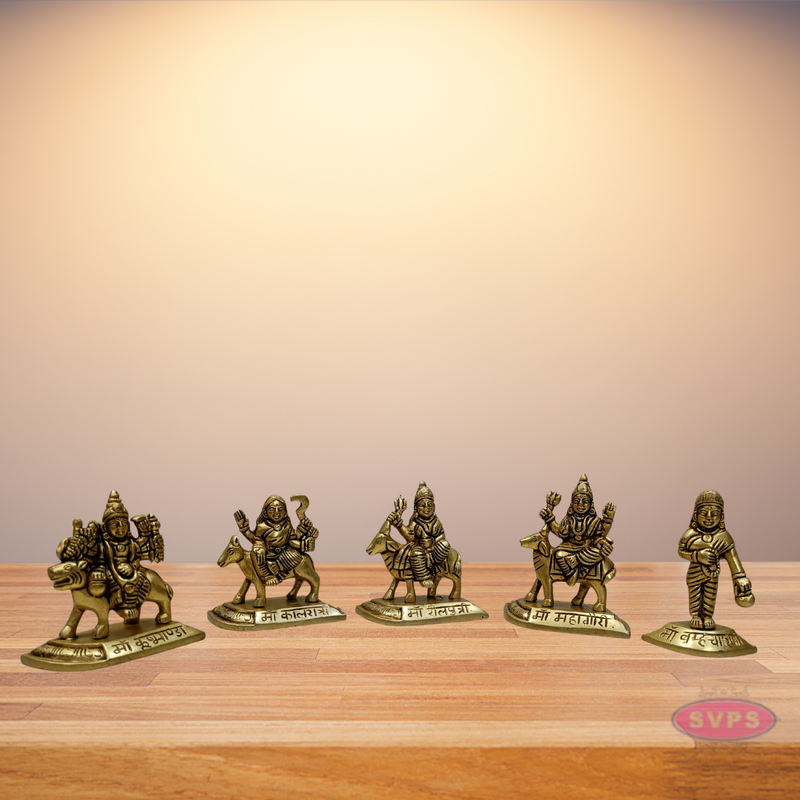Brass Nava Durga Set Of 9 Idols For Altar And Puja