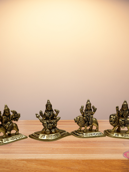 Brass Nava Durga Set Of 9 Idols For Altar And Puja