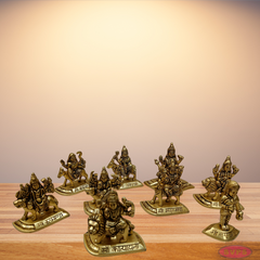 Brass Nava Durga Set Of 9 Idols For Altar And Puja
