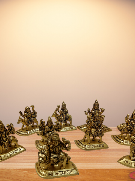 Brass Nava Durga Set Of 9 Idols For Altar And Puja