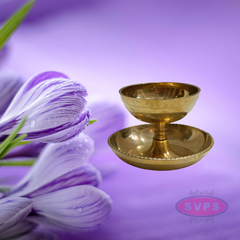 Brass Oil Deepam / Diya With Plate Stand