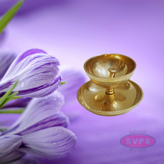 Brass Oil Deepam / Diya With Plate Stand