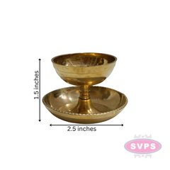 Brass Oil Deepam / Diya With Plate Stand