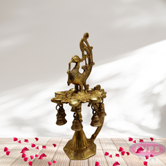 Brass Peacock Lamp with Handle And Bells