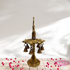 Brass Peacock Lamp with Handle And Bells