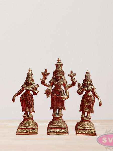 Panchalogam  Perumal With Sridevi And Bhudevi Small Size
