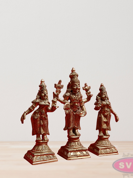Panchalogam  Perumal With Sridevi And Bhudevi Small Size