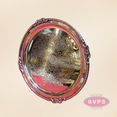 Round Shape Engraved Brass Pooja Plate – Decorative Traditional Design